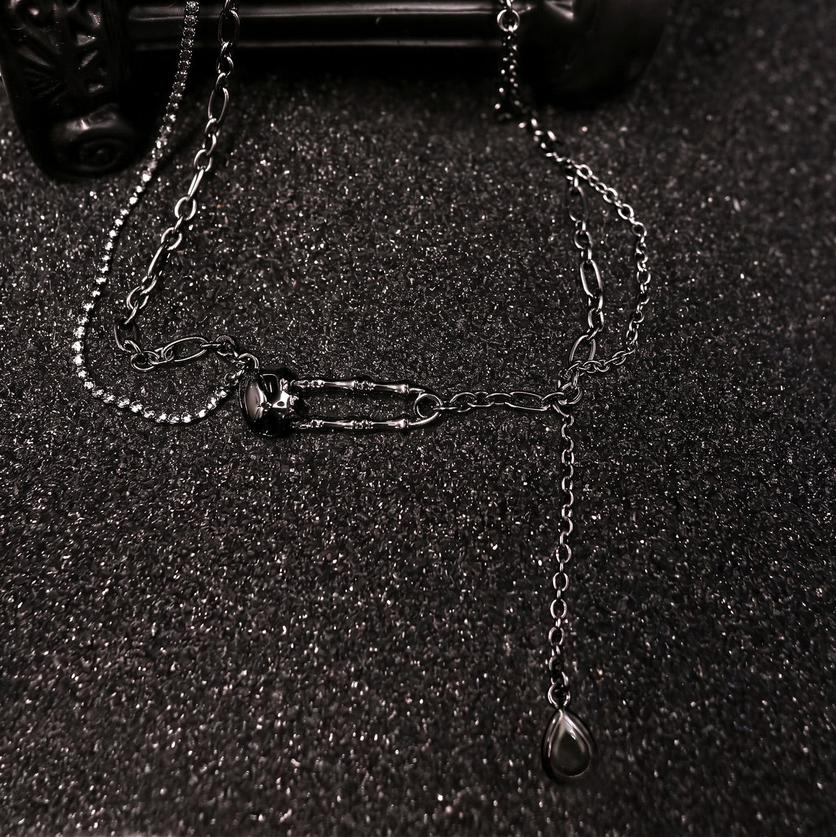 Bone Link CZ Teardrop Chain Necklace