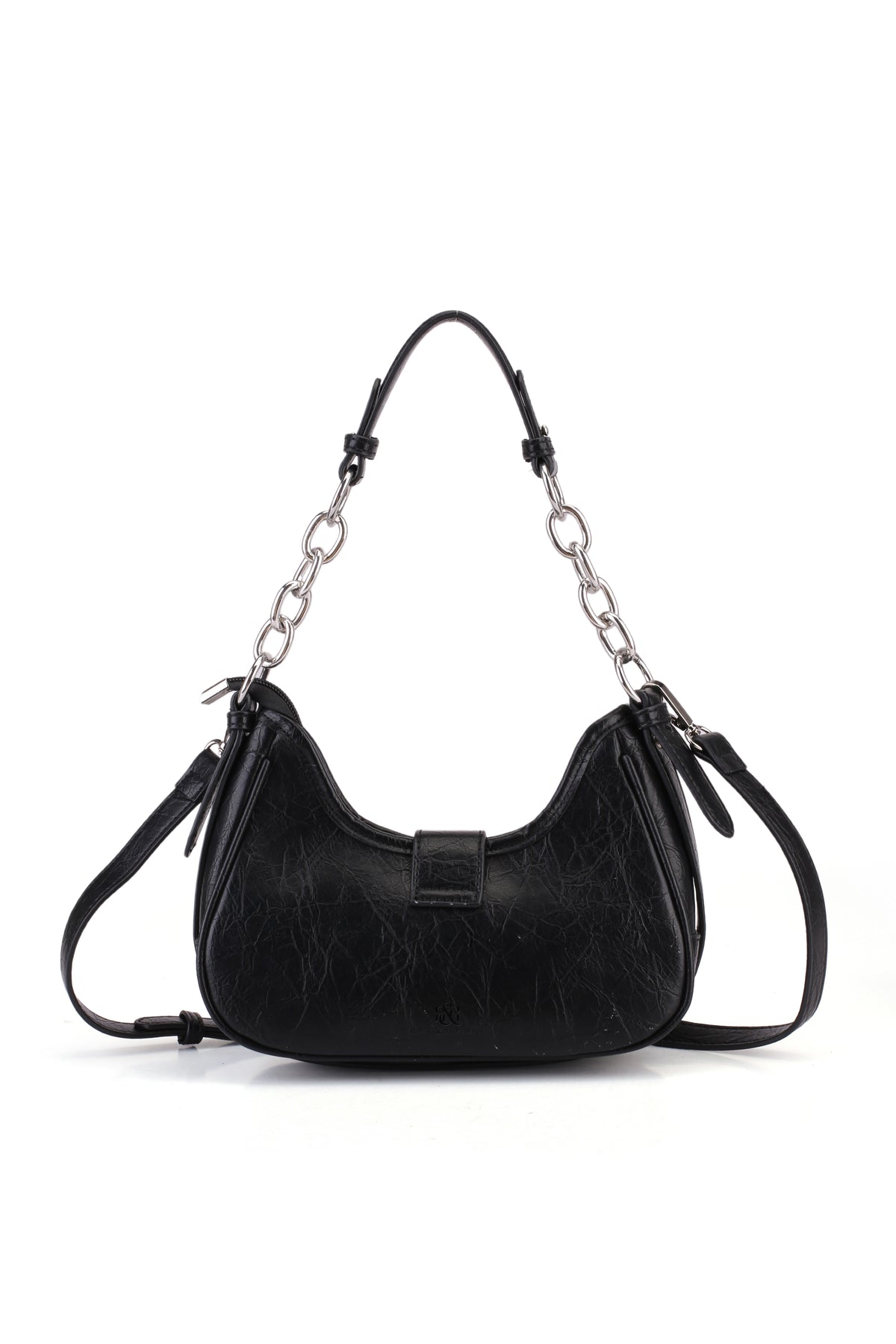 Studded Ruched Hobo Shoulder Bag with Chain Strap