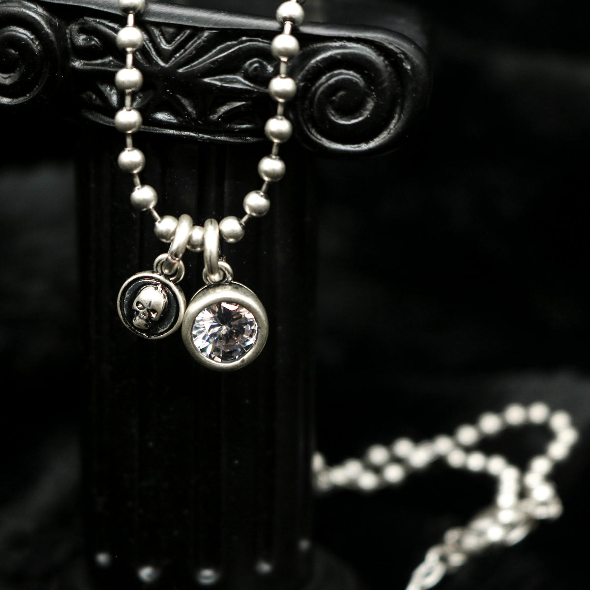 Skull Crystal Ball Chain Necklace