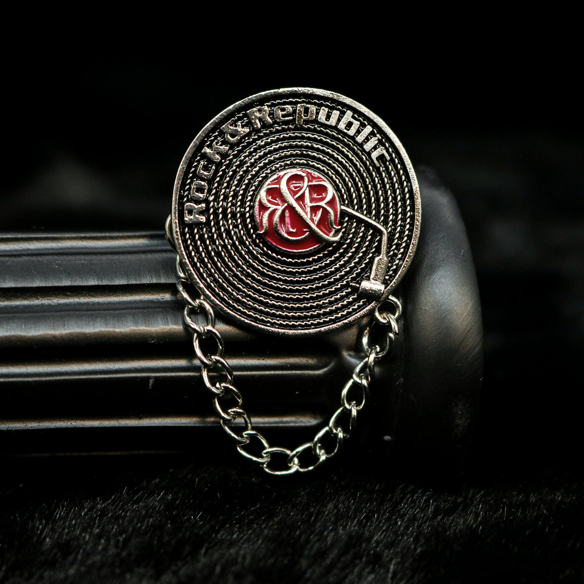 RR Vinyl Record Chain Brooch