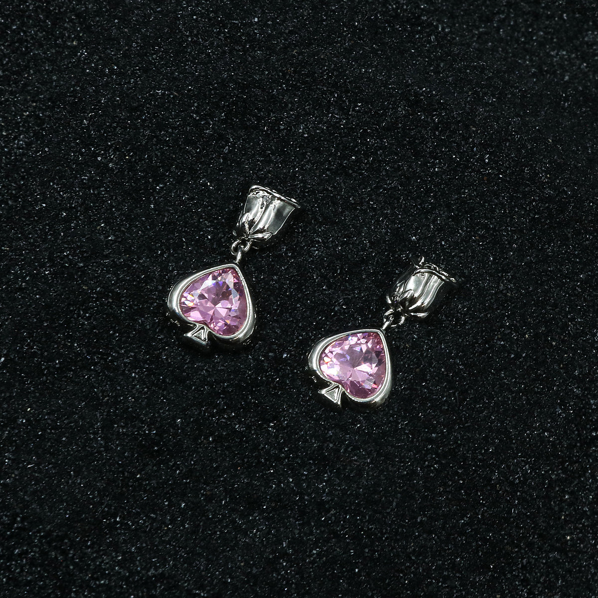 Cubic Zirconia Spade Drop Earrings