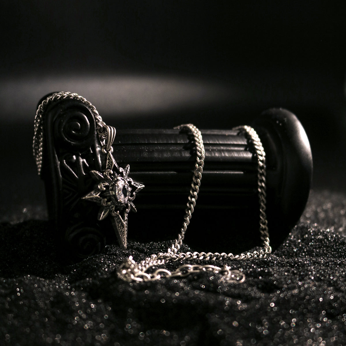 Rhinestone Embellished Starburst Pendant Necklace
