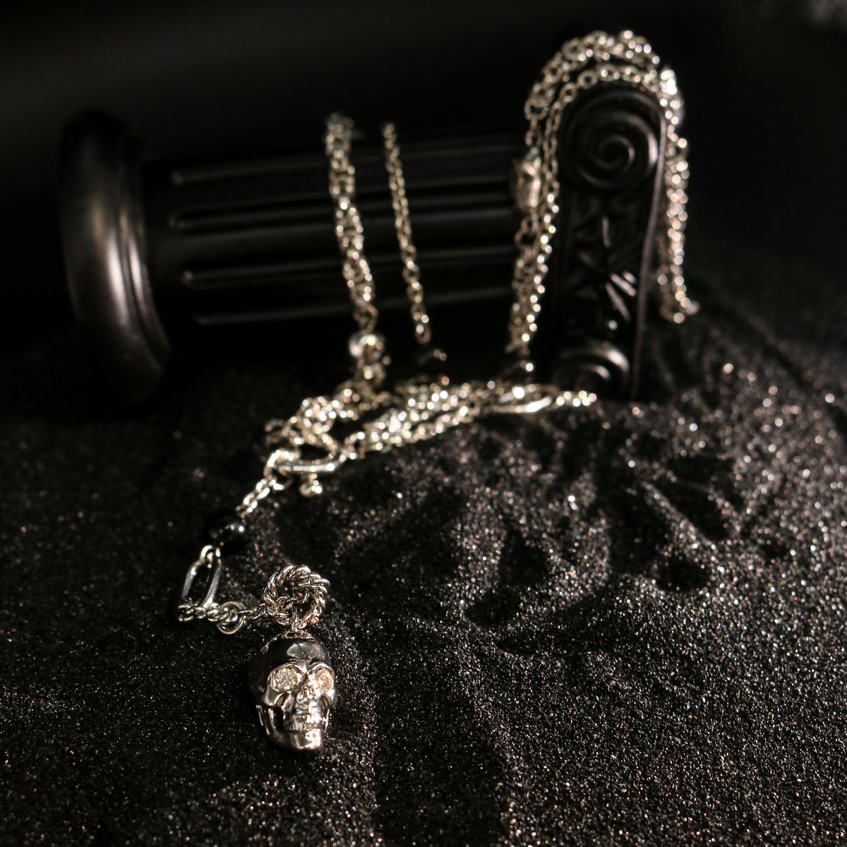 Beaded Skull Drop Chain Necklace