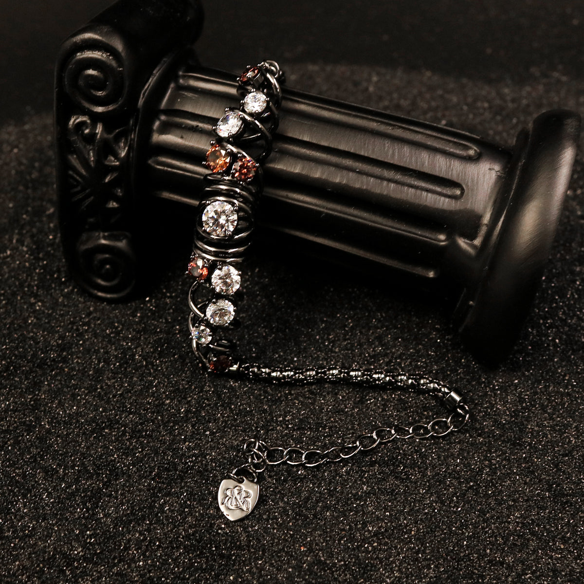Cubic Zirconia Coil Charm Link Wristband