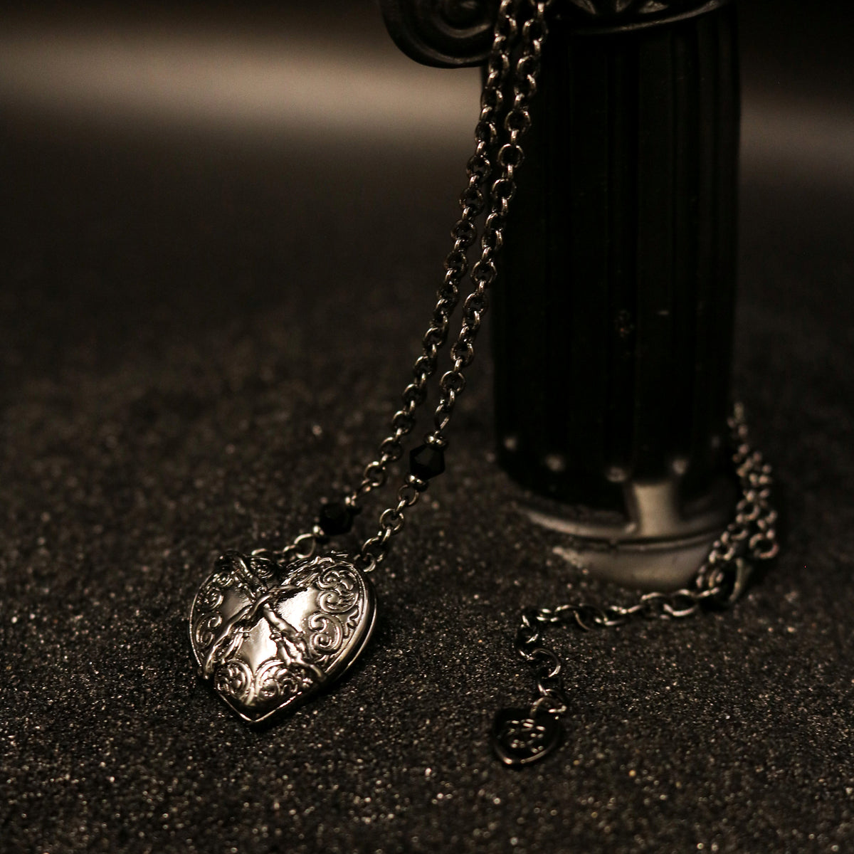 Ornate Winged Heart Chain Necklace