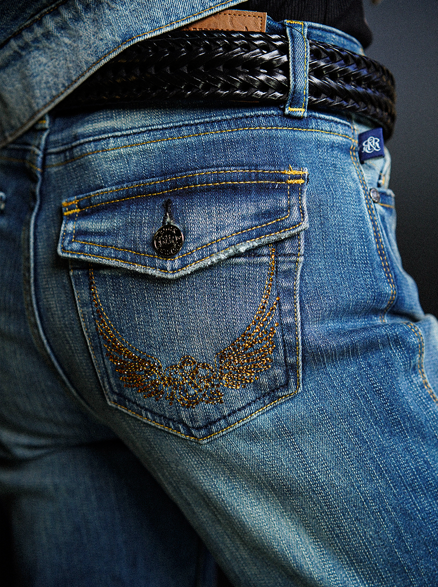 Kasandra Mid Rise Bootcut Jeans with Crown Flap Pocket Detail
