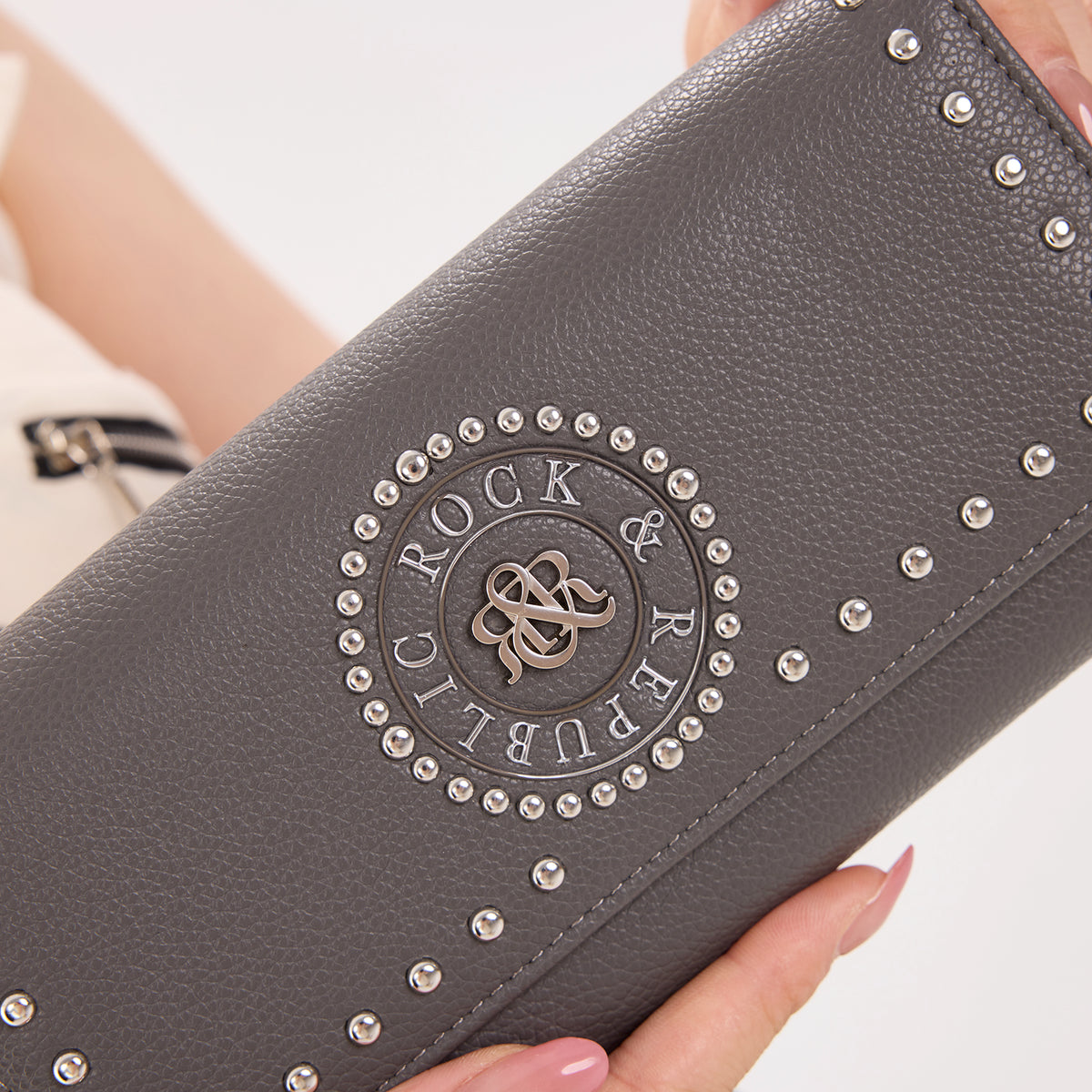 Studded Border Flap Wallet