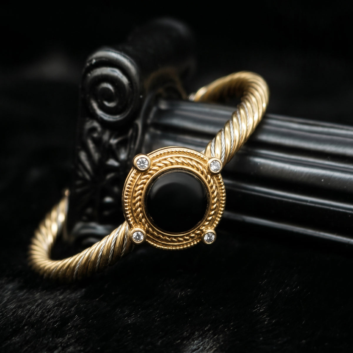 Obsidian Twist Cuff Bangle