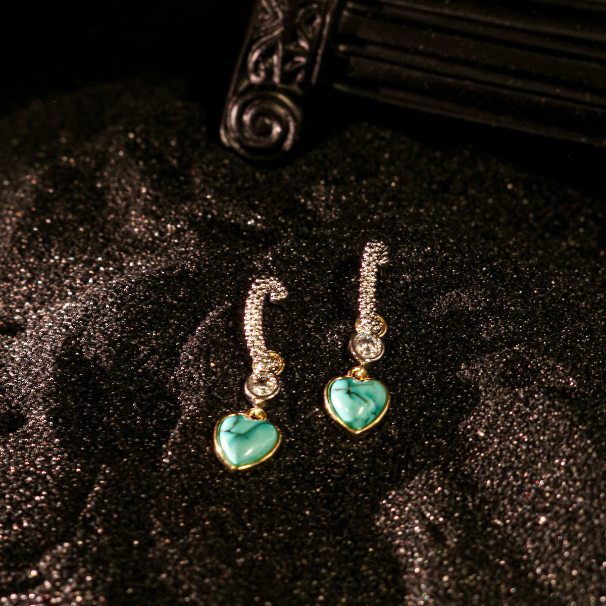 Black Heart Cubic Zirconia Drop Earrings