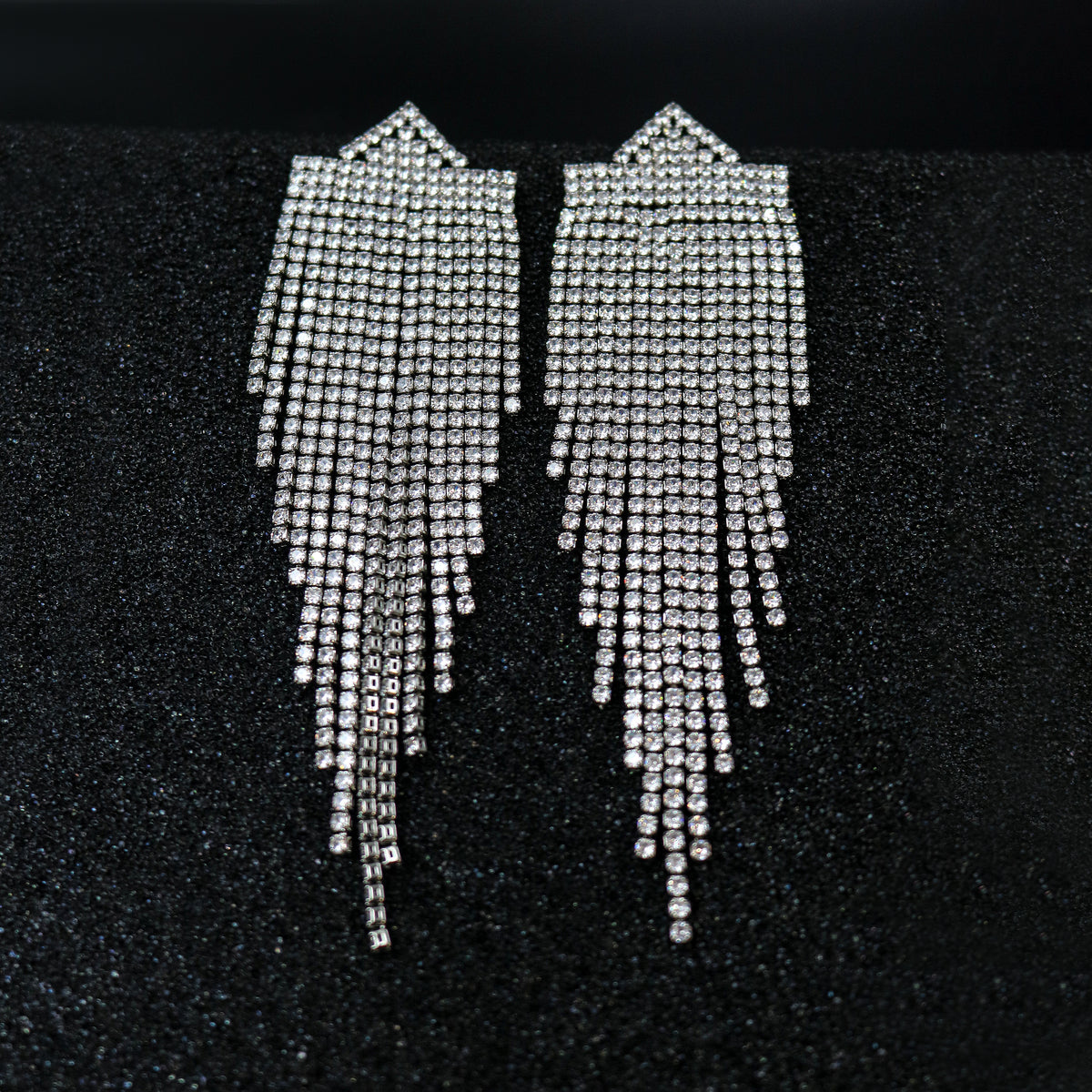 Cubic Zirconia Cascade Shield Earrings