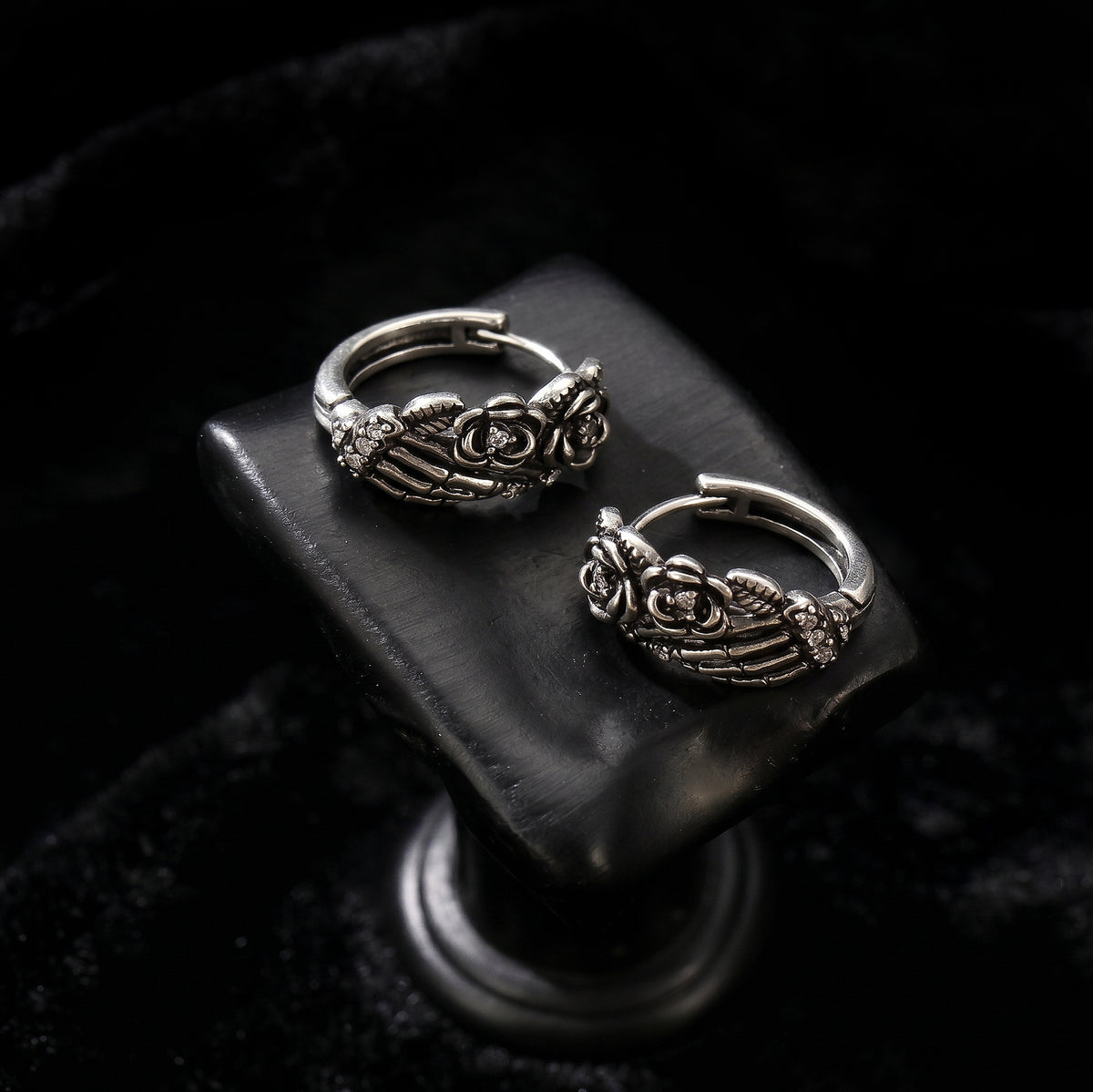 Rose Wing Zircon Hoop Earrings