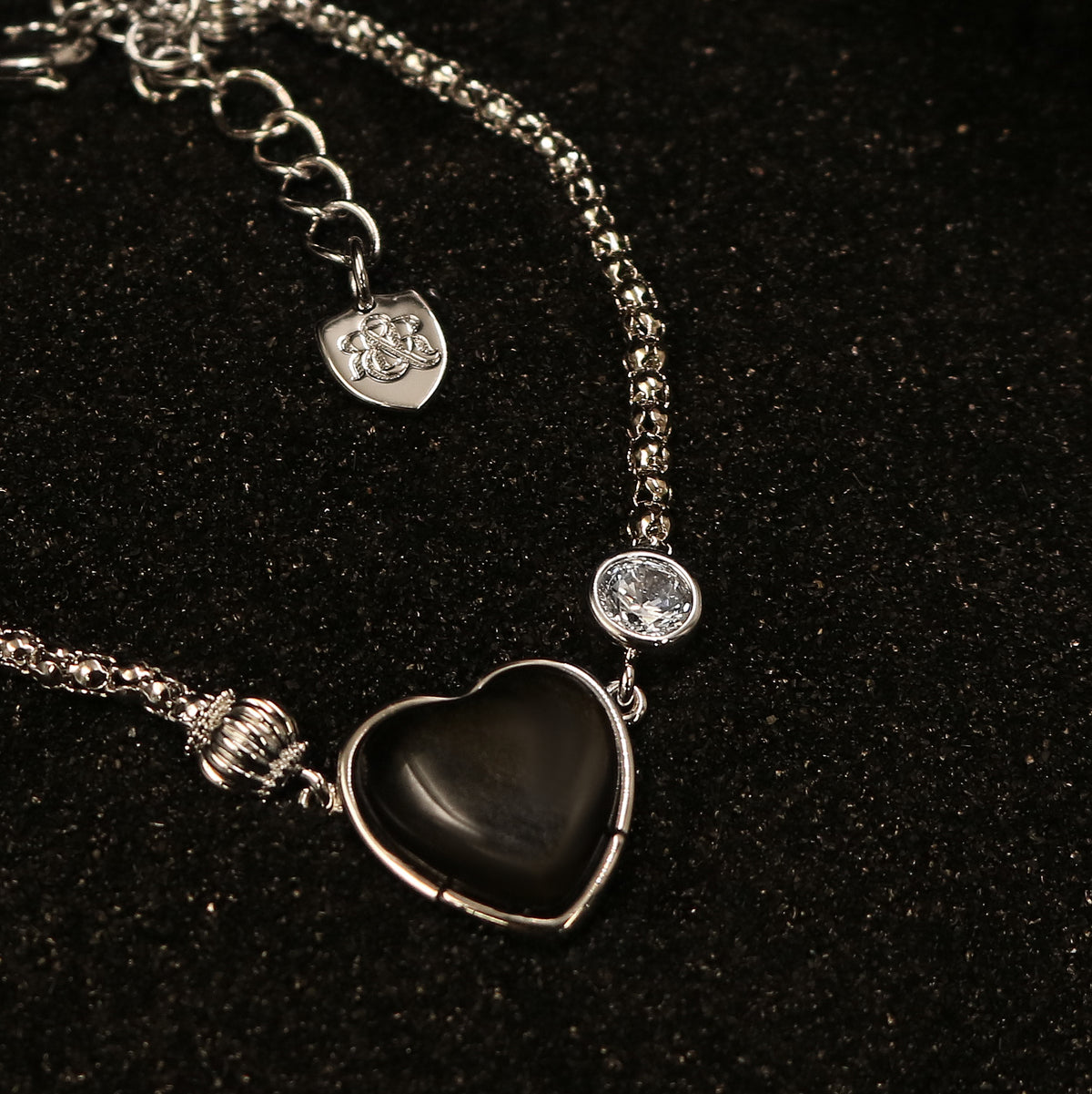 Obsidian Heart Zircon Chain Wristband