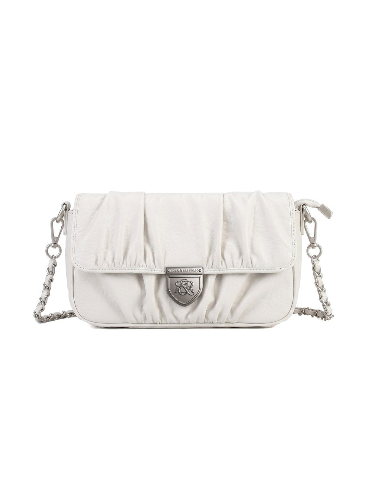 Ruched Flap Crossbody Bag with Shield R&R Logo Hardware