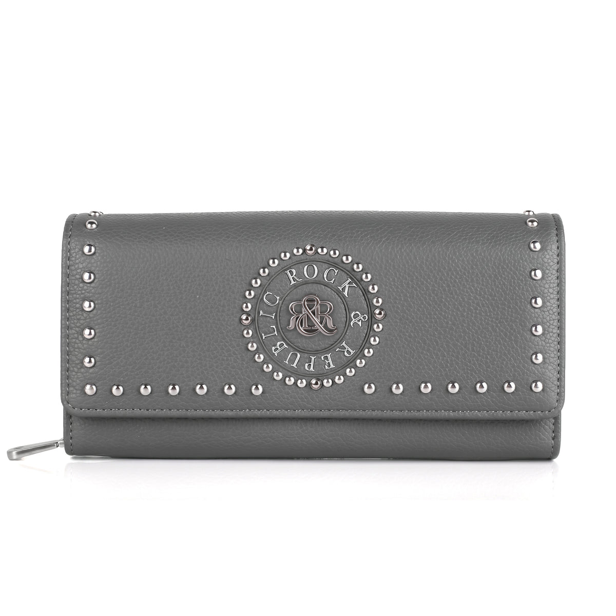 Studded Border Flap Wallet