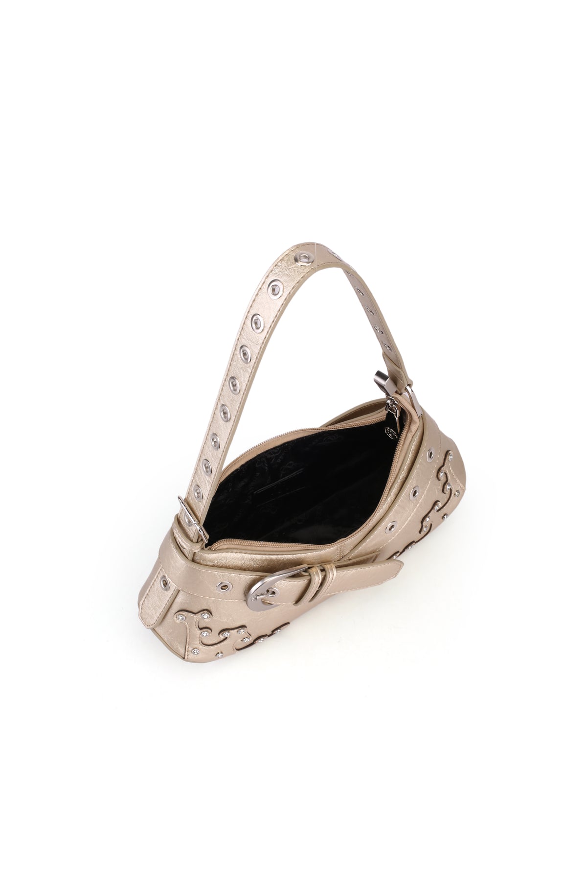 Baguette Shoulder Bag with Crystal Wave Detail and RR Buckle
