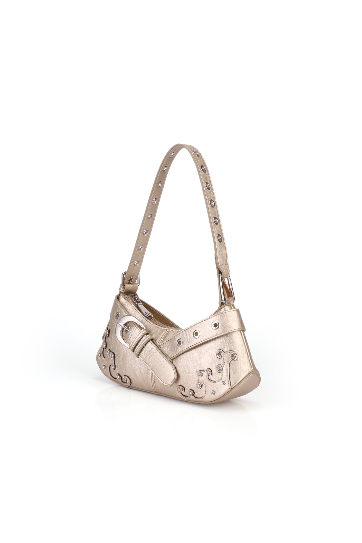 Baguette Shoulder Bag with Crystal Wave Detail and RR Buckle