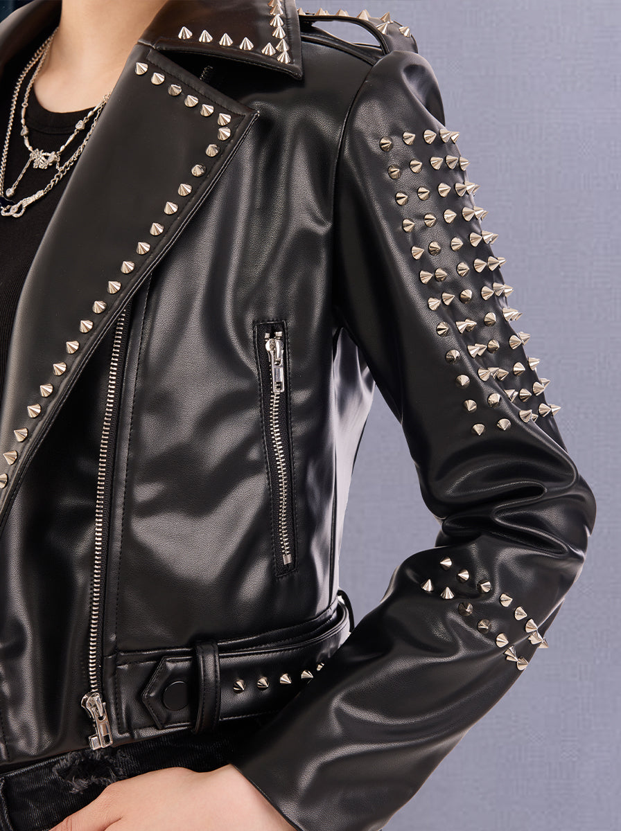 Studded Shoulder Moto Jacket