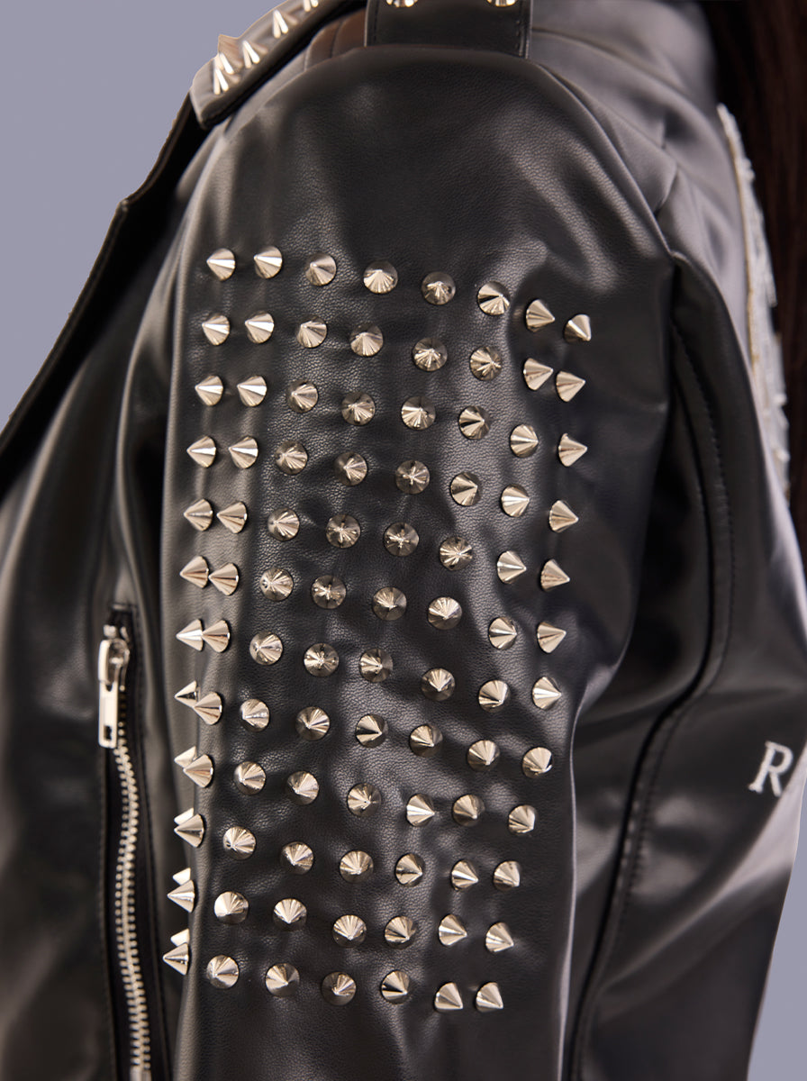 Studded Shoulder Moto Jacket