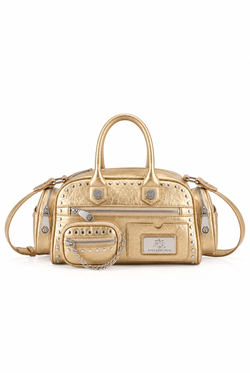 Rivet Mini Boston Bag with Detachable Chain Pouch