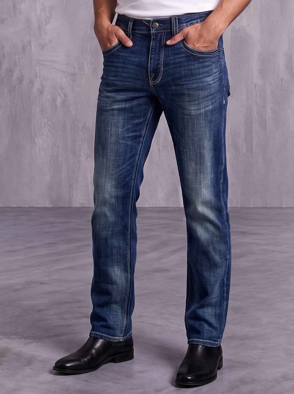 Neil Multi Wave R Stitch Slim Straight Jean