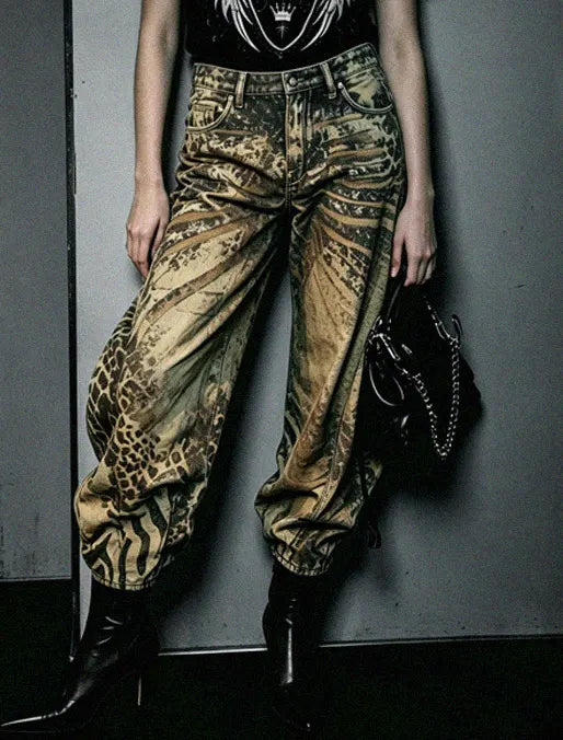 Rowan Leopard Patch Barrel Leg Jean