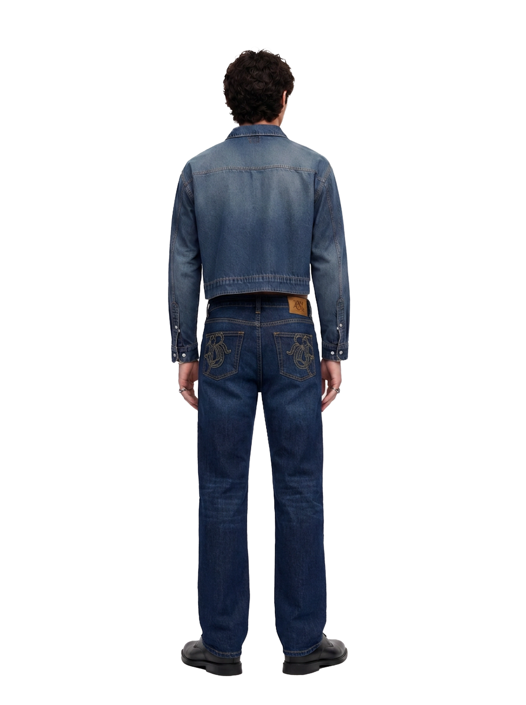 Grady Mid Rise Contrast Stitch Relaxed Straight Jean