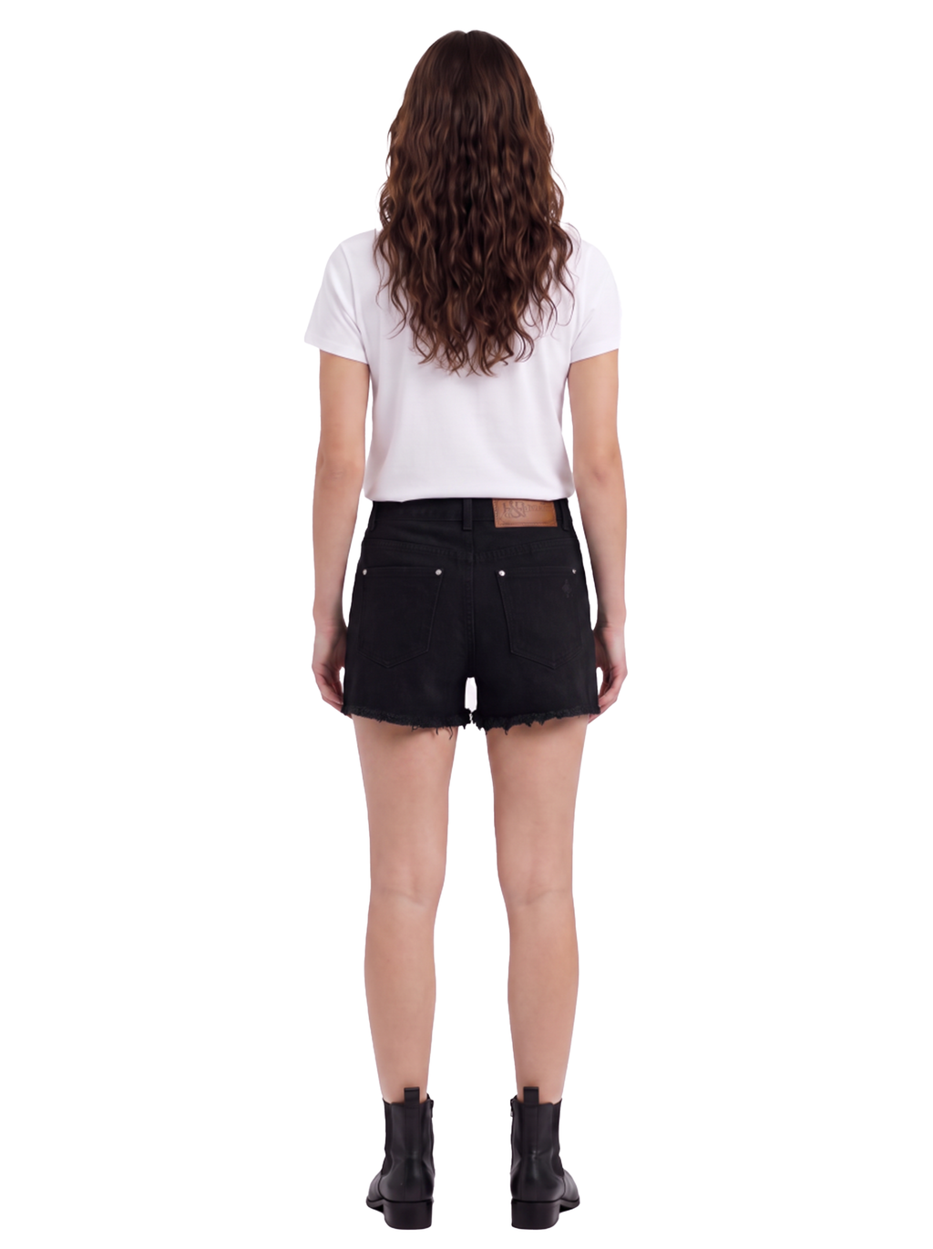 Tonal Pattern Denim Shorts