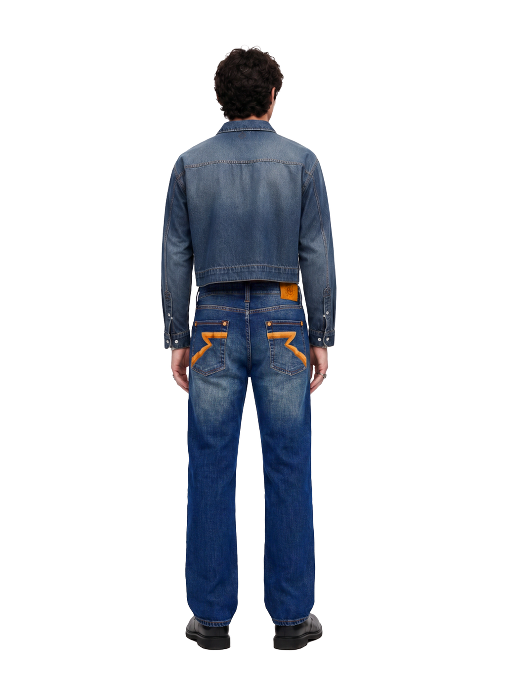 Neil Contrast Appliqué Straight Leg Jean