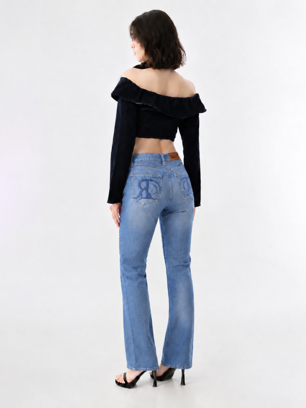 Kaia Blue R Embroidered Straight Jean