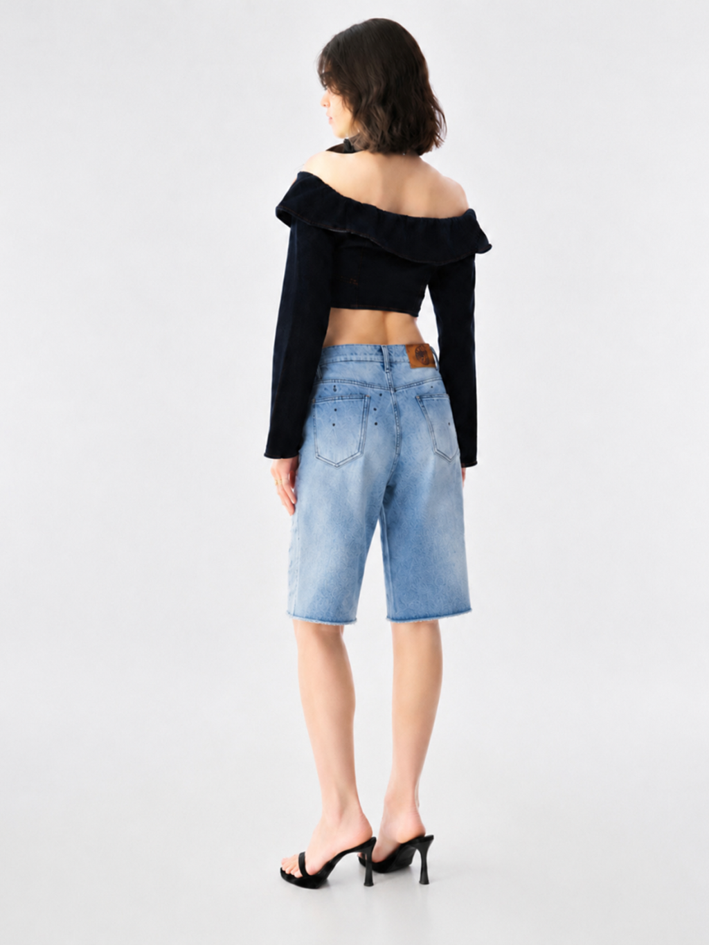 Distressed Bermuda Denim Shorts