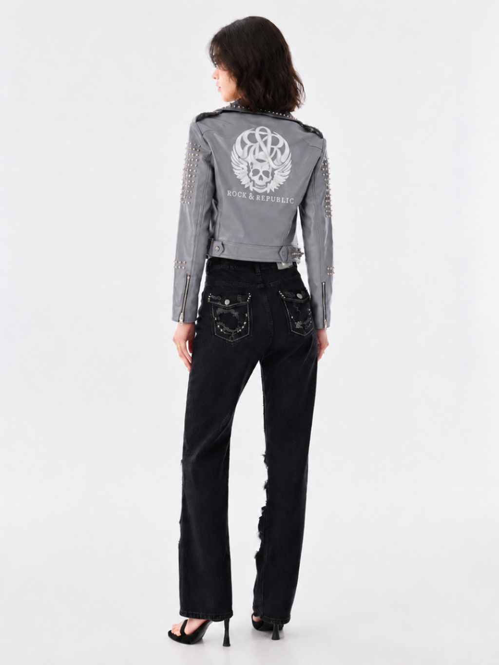 Studded Shoulder Moto Jacket