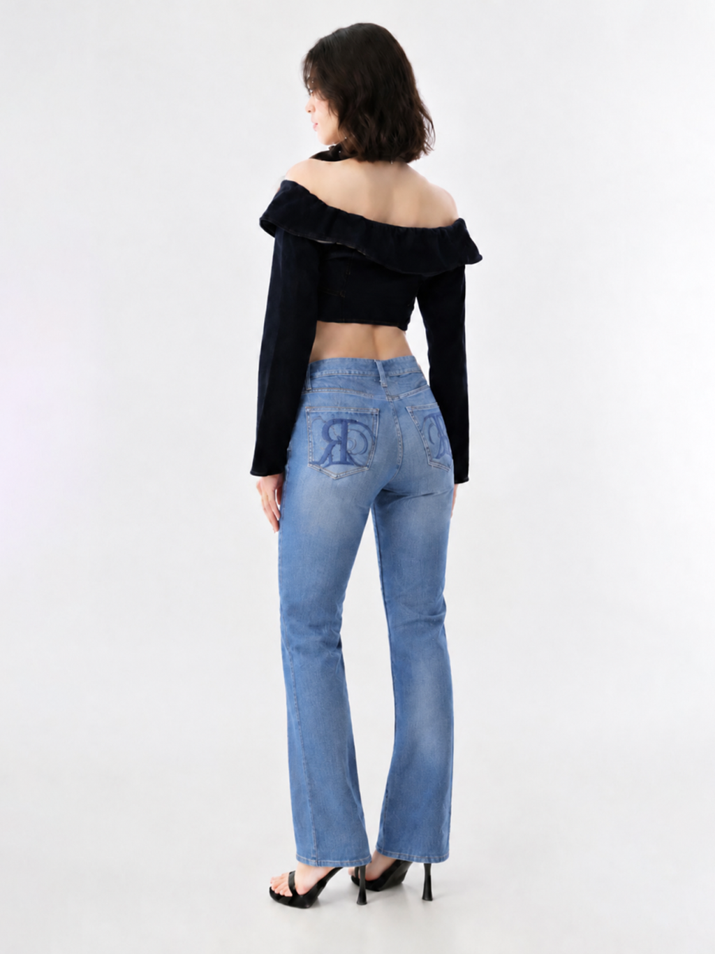 Kaia Blue R Embroidered Straight Jean