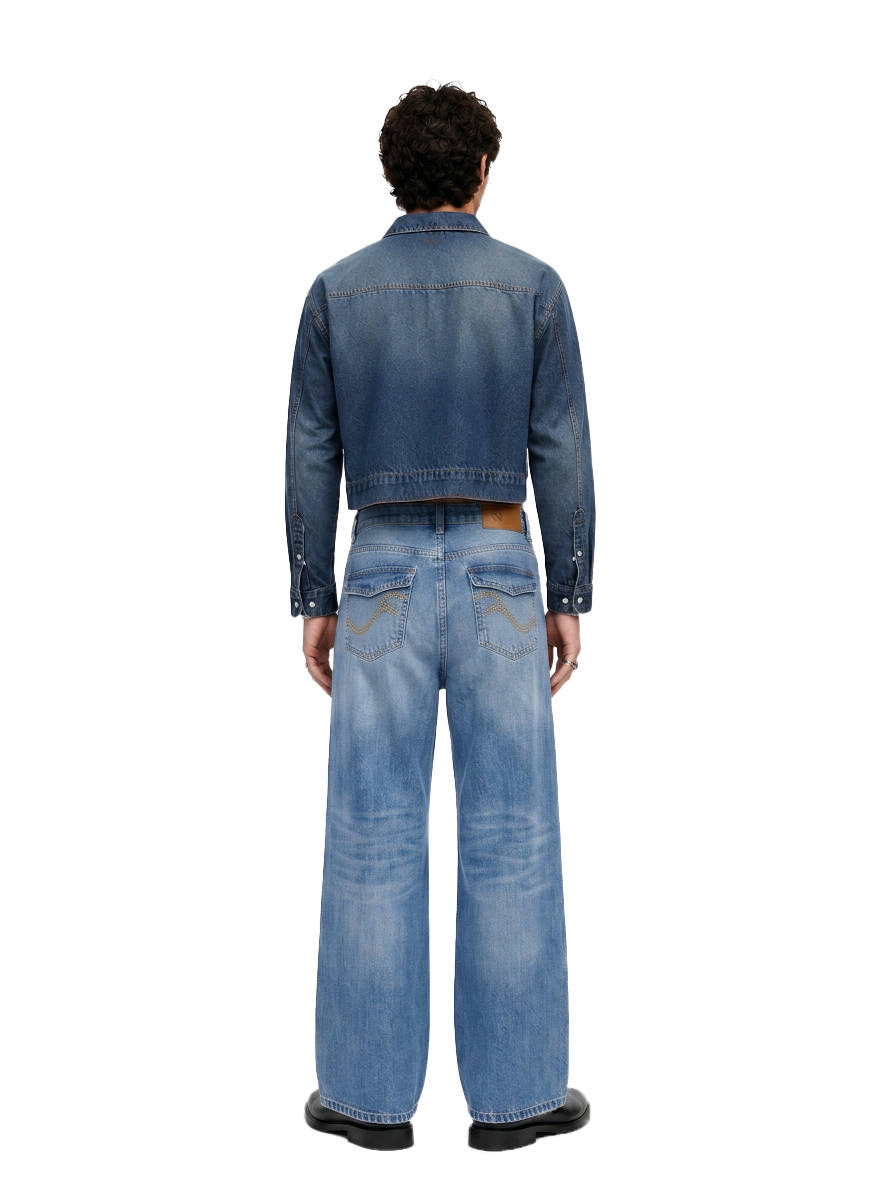 Rhys Embroidered Barrel Leg Jean