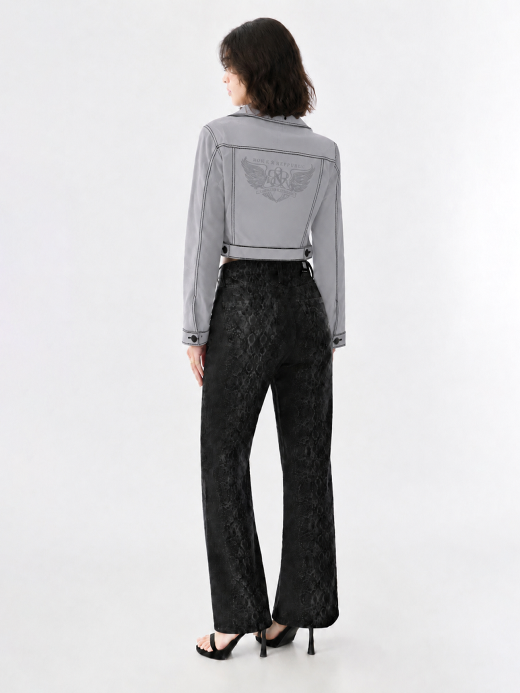 Contrast Stitch Black Denim Jacket