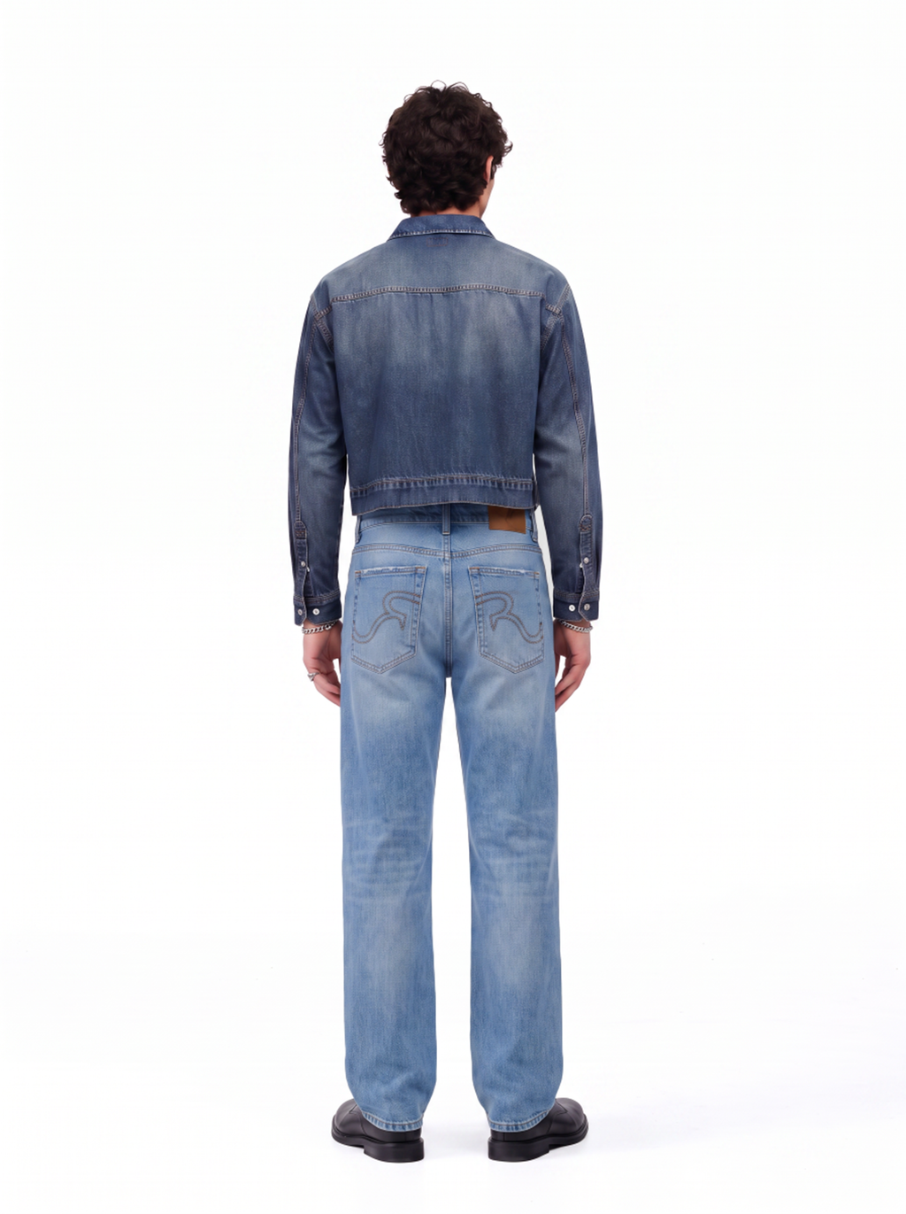 Grady Mid Rise Contrast Stitch Relaxed Straight Jean