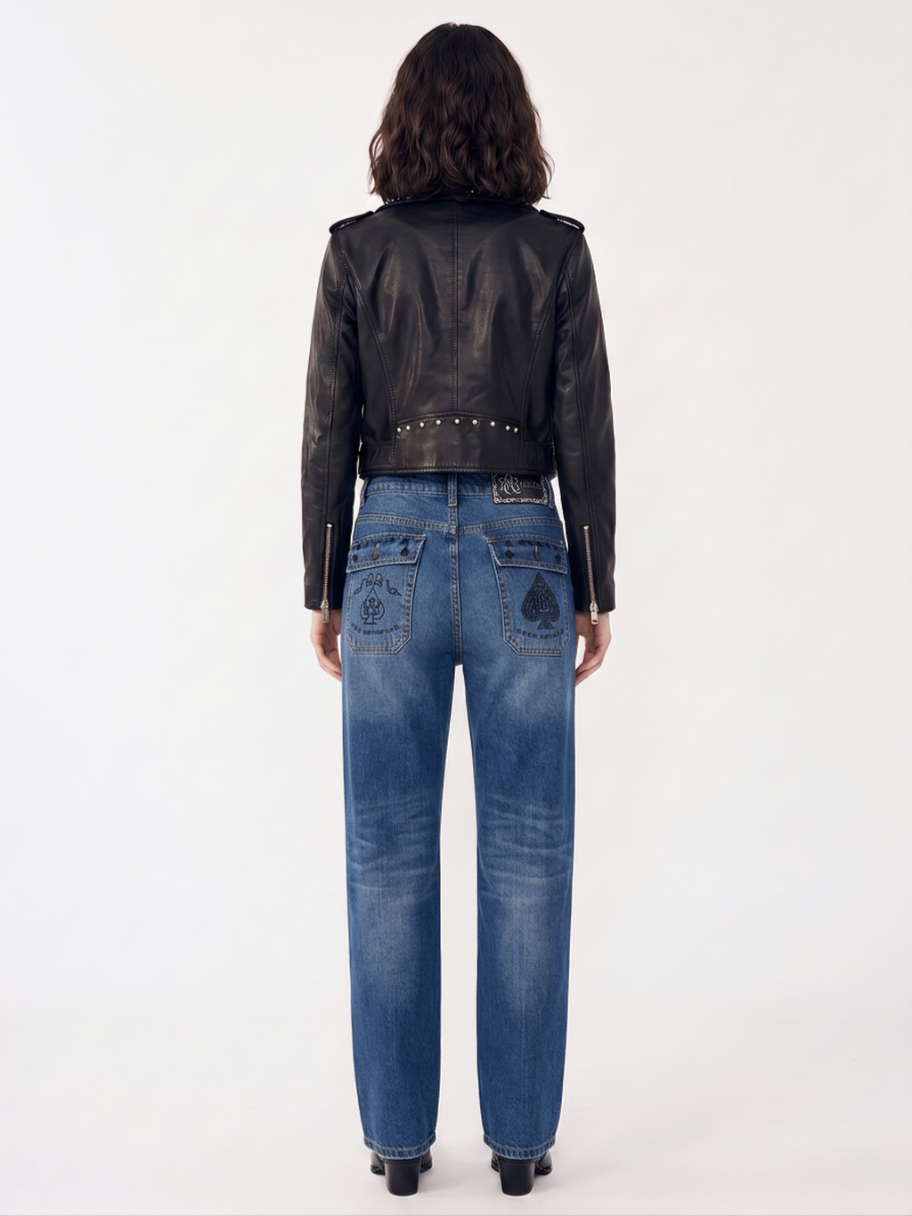 Kaia Studded Card Pocket Straight-Leg Jean