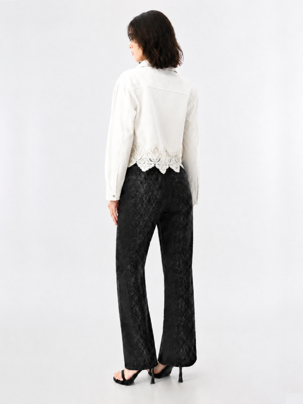 Lace-Hem Denim Shirt