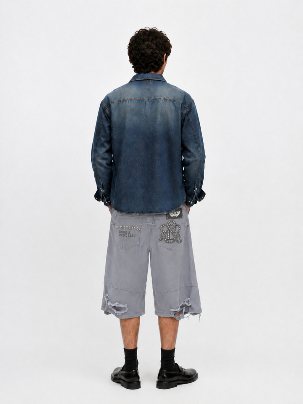Rhinestone Pocket Denim Shorts