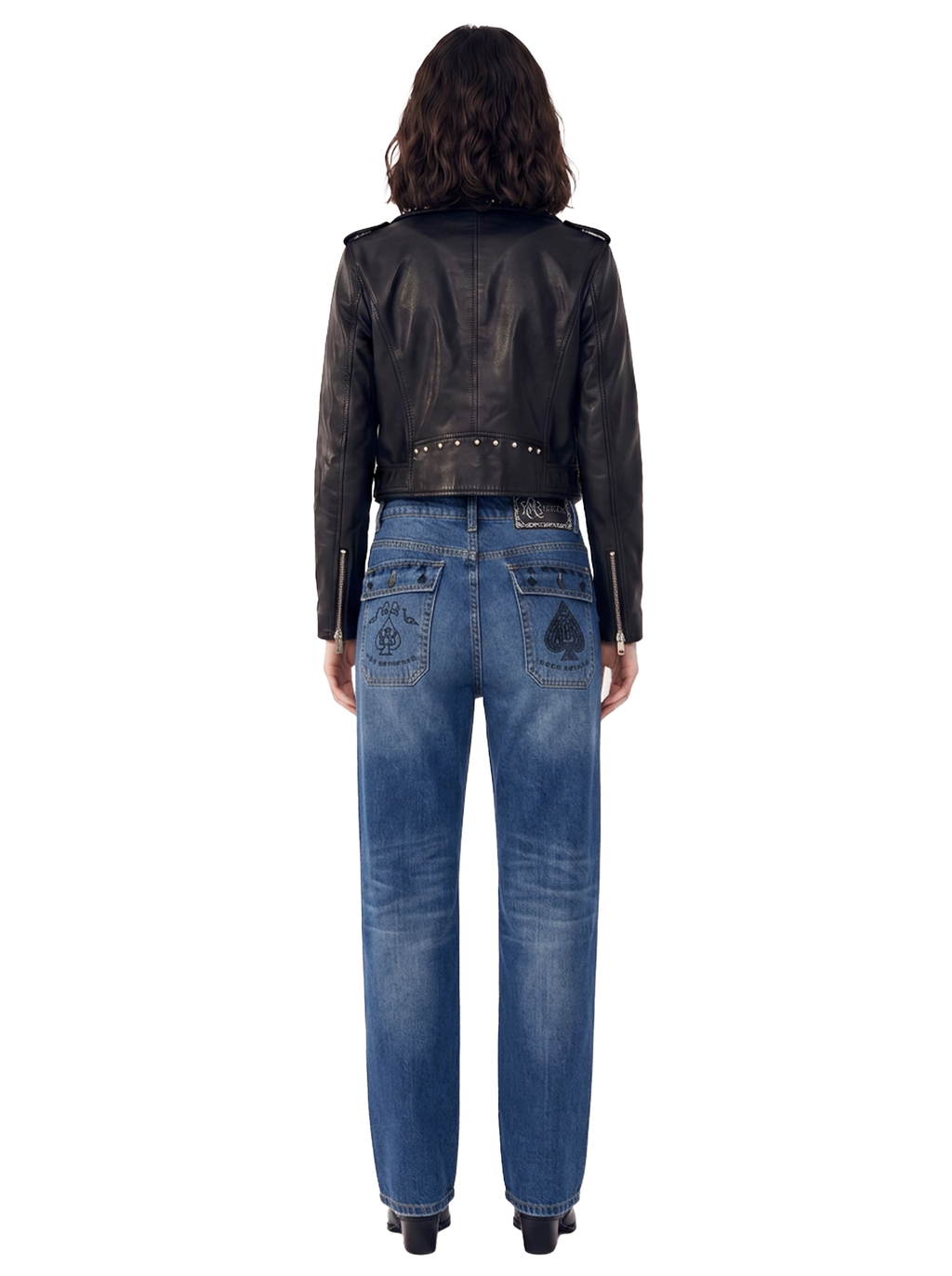 Kaia Studded Card Pocket Straight-Leg Jean