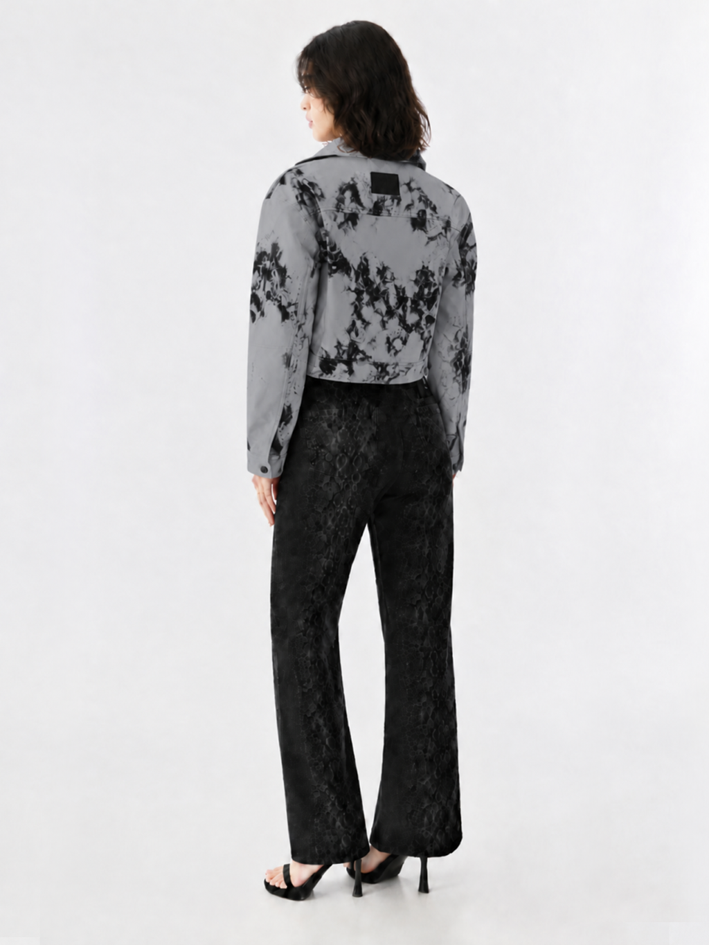 Mottled Faux Leather Moto Jacket