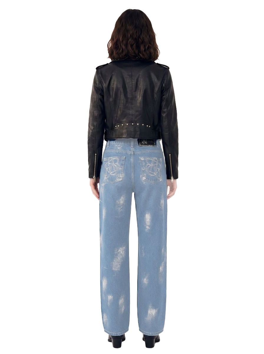 Rebel Distressed Lace-Up Wide Leg Jean