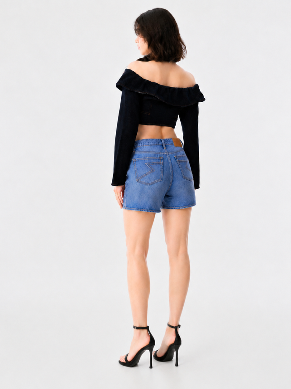 Asymmetric Wrap Denim Shorts