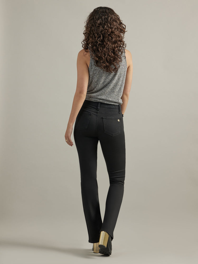 Back full view of Rock & Republic Kasandra bootcut jeans in DNA showing contoured rear pockets and classic bootcut hem.