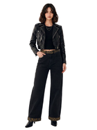 Kendall Leopard Trim Wide Leg Jean