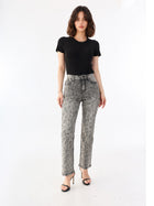 Kaia Grey Leopard Straight Jean