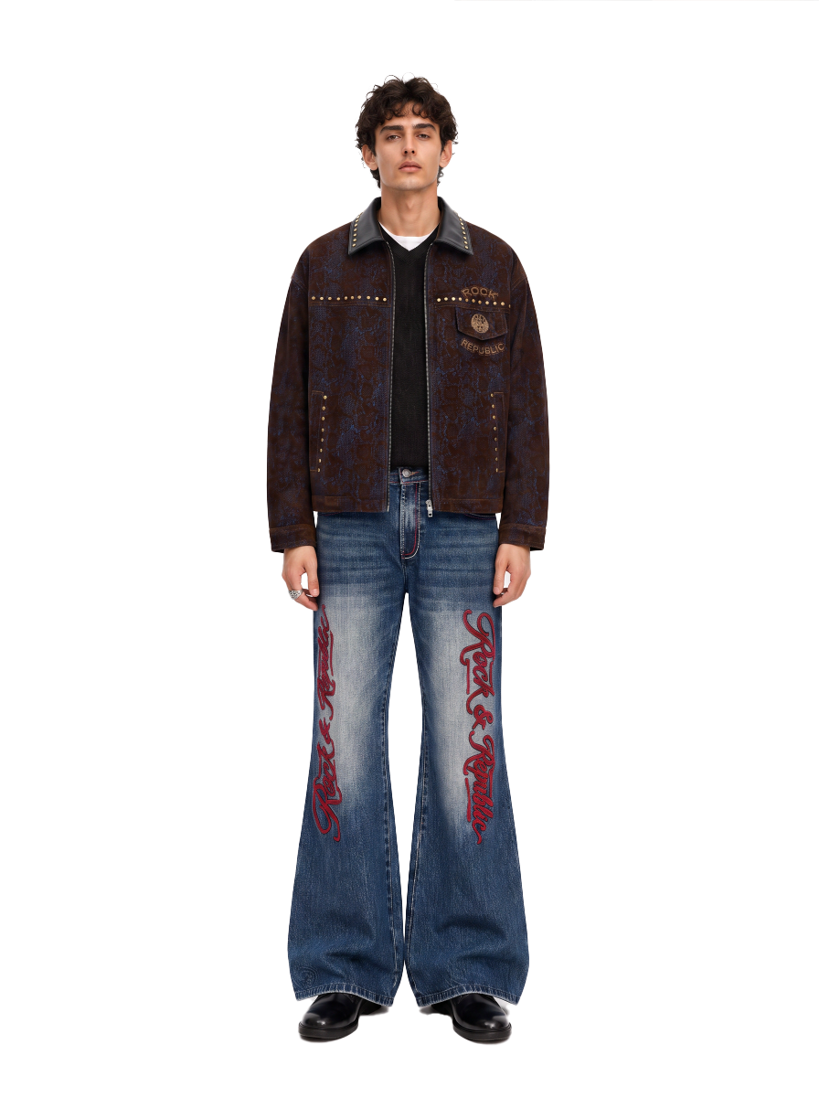 Men's Studded Embroidered Utility Jacket