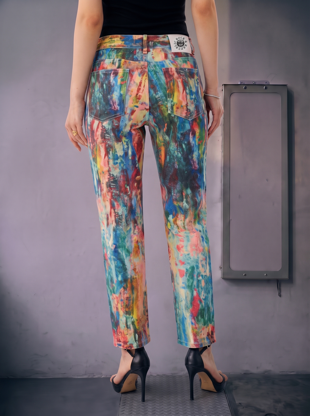 Kaia Abstract Paint Straight Jean