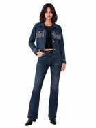 Riley Rhinestone Fringe Cropped Denim Jacket