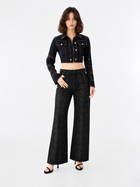 Gold-Stud Cropped Denim Jacket