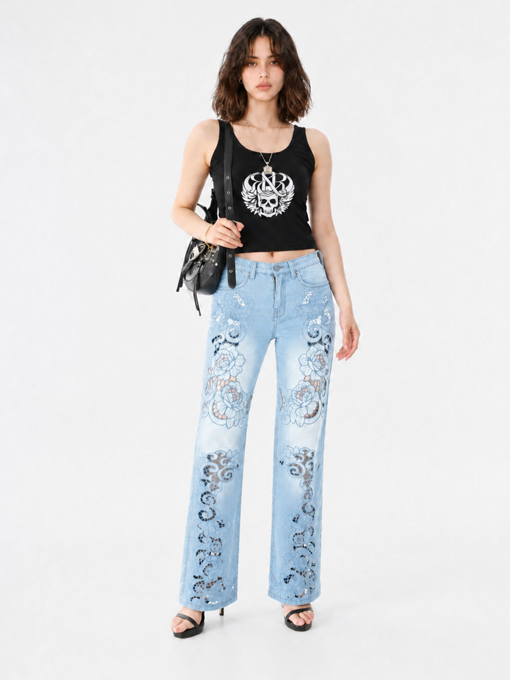 Kaia Curved Pocket Stitching Straight Jean